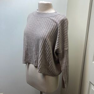 EILEEN FISHER SZ L Light Brown 100% Extra Fine Merino Wool Long Sleeve Sweater